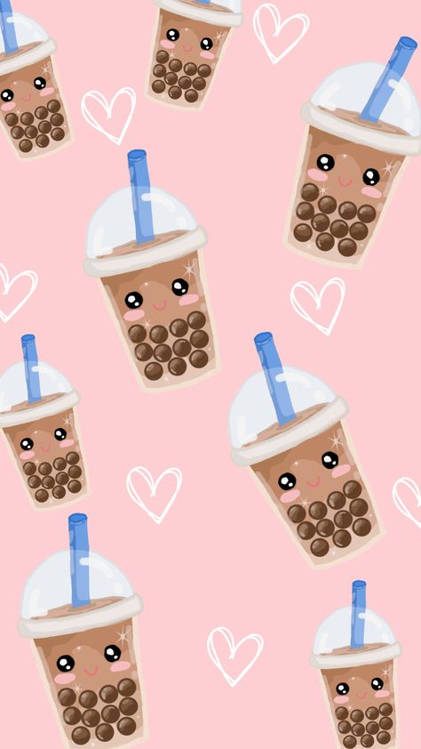 Tumblr, Tea Phone Wallpaper, Boba Background, Boba Wallpaper, Tea Wallpaper, Pusheen Cute, Love Pink Wallpaper, Sparkle Wallpaper, Apple Logo Wallpaper Iphone