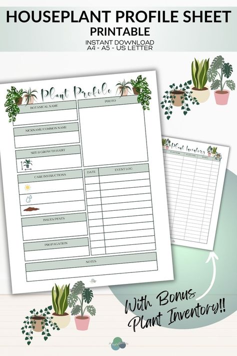 Houseplant Profile Page Printable Garden Planner Instant Download PDF, Garden Journal, Plant Organizer, Gardening Binder, Houseplant Care https://etsy.me/3CoGDJM Plant Information Template, Plant Journal Template Free Printable, Plant Journal Ideas, Gardening Binder, Plant Bullet Journal, Plant Journal Template, Gardening Journal Printables, Printable Garden Planner, Plant Notes