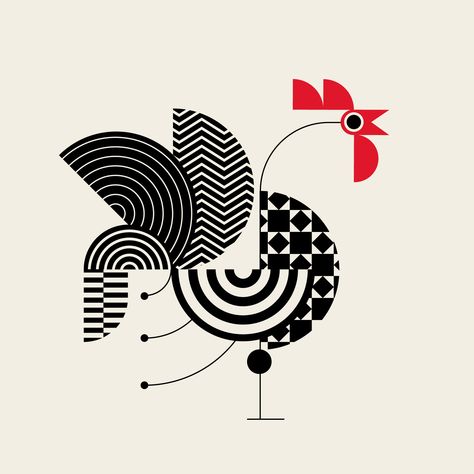 Greek Art Design, Simplification Art, Bird Design Illustration, Illustration Style Inspiration, Bird Graphic Design, Rooster Graphic, Animal Design Illustration, Tshirt Prints, Black And White Designs