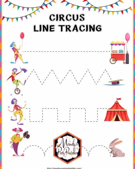 Get this free printable pack of circus preschool activities to help keep your little one busy! | Mandy's Party Printables Montessori, County Fair Activities For Preschool, Circus Small Group Activities, Fun At The Fair Preschool Theme, Circus Theme Worksheets Preschool, Carnival Crafts Preschool Circus Theme, Circus Week Crafts, Circus Themed Preschool Activities, Circus Theme Preschool Activities Free Printables