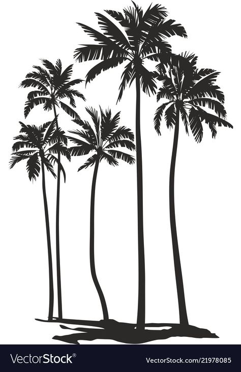 Coconut Tree Vector Illustration, Coconut Tree Silhouette, Palm Tree Illustration Simple, Palmtrees Illustration, Coconut Tree Illustration, Palms Illustration, Palm Trees Illustration, Palm Tree Outline, Coconut Tree Drawing