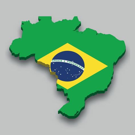 3d isometric Map of Brazil with national flag. Map Of Brazil, Brazil Map, Isometric Map, Turkish Flag, 3d Isometric, Brazil Flag, Wallpaper Earth, Country Maps, National Flag