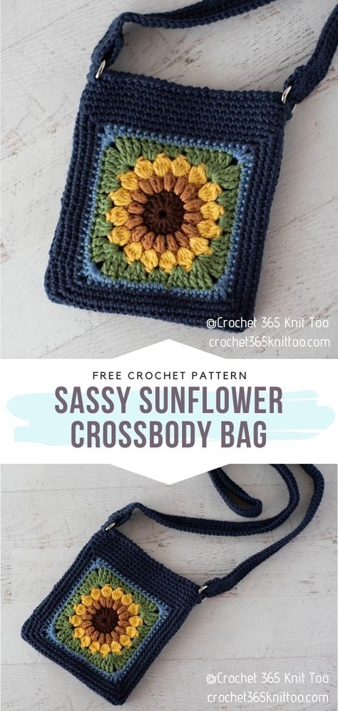 Amigurumi Patterns, Couture, Crochet Sunflower Granny Square Purse, Sunflower Purse Crochet Pattern, Sunflower Granny Square Bag Pattern Free, Sunflower Crochet Patterns Free, Sunflower Purse Crochet, Free Crochet Pattern Crossbody Bag, Sunflower Crochet Bag Pattern