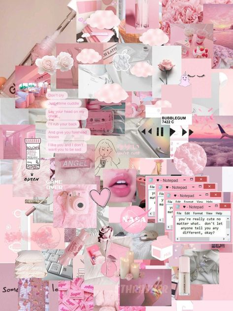 Tumblr, Pink 2000s Aesthetic Wallpaper, Pink Moodboard Aesthetic, Pink Aesthetic Moodboard, 2000s Aesthetic Wallpaper, Collage Lockscreen, Aesthetic Pastel Pink, Gfx Background, Scrapbook Inspo