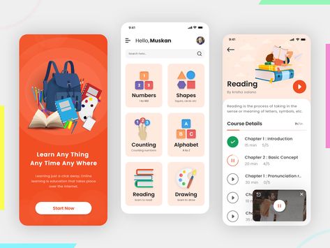 Kids E-learning App - Educational App Kids Learning App, Kids Learning Alphabet, Educational Apps For Kids, Letter Symbols, Learning Apps, App Design Inspiration, Alphabet For Kids, Ui Design Inspiration, Learning Numbers