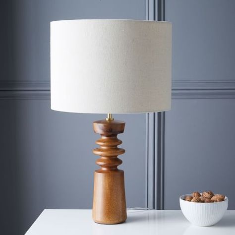 Modern Table Lamps | west elm Bali Lighting, Wood Table Lamps, Dining Room Table Lamps, White Wood Furniture, Mid Century Modern Lamp, Wood Table Lamp, Wood Lamp, Rustic Wood Walls, Table Lamp Wood