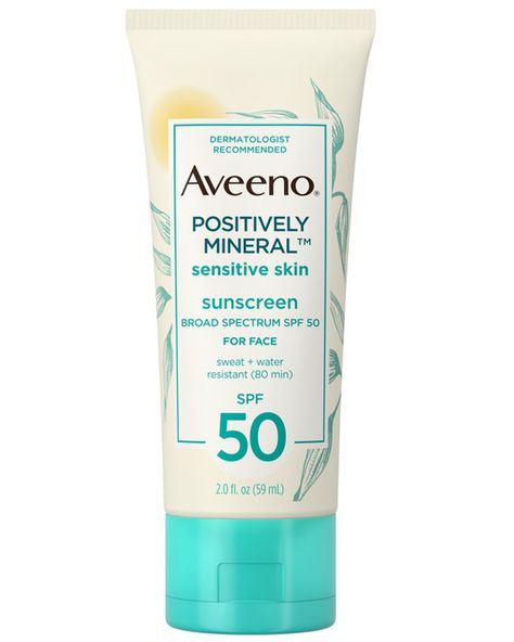 Aveeno Positively Mineral Sensitive Skin Sunscreen SPF 50 for Face Aveeno Sunscreen, Sunscreen For Sensitive Skin, Buzz Feed, Sunscreen Spf 50, Body Sunscreen, Beauty Balm, Sunscreen Spf, Facial Sunscreen, Juice Beauty