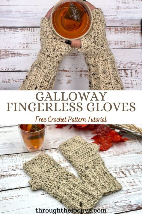 Galloway Fingerless Gloves Free Pattern | Through The Loop Yarn Craft Fingerless Gloves Crochet Free Pattern Chunky Yarn, Crochet Fingerless Gloves Free Pattern Bulky Yarn, Crochet Fingerless Gloves For Men, Crocheted Fingerless Gloves Free Pattern, Crochet Fingerless Gloves Free Pattern Easy Simple, Crochet Hand Warmers Pattern, Crochet Hand Warmers Free Pattern, Gloves Crochet Free Pattern, Fingerless Gloves Crochet Free Pattern