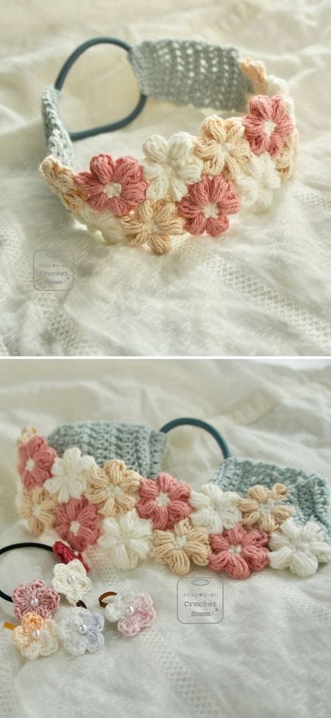 New Handmade Ideas, Crochet Rose Headband, Best Crochet Stitches For Chunky Yarn, Crochet Beaded Headband, Crochet Headband Toddler, Crochet Ideas For Spring, Crochet Headband For Baby, Hair Crochet Accessories, Knitted Baby Headbands