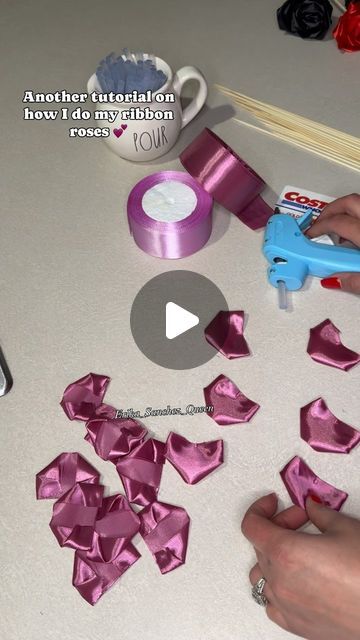 64K views · 4.5K likes | 💜Erika Sanchez💜 on Instagram: "Ribbon rose tutorial 💕 . . #ribbonrosetutorial #eternalrosetutorial #tutorials #ribbonflowers #ribbonrose #foreverroses #foreverflowers #eternalroses #ribbonrose #diy #diycrafts #eternalbouquet #ribbonbouquet #viral #instagram #reels #reelsinstagram #instagramreels #instagramers #instagood #explorepage" How Many Petals For A Ribbon Rose, Make Ribbon Roses, Diy Rossete Ribbon, How To Make Rosettes Ribbons, Rose Bouquet Ideas Diy, Diy Ribbon Corsage, How To Make A Rosette Ribbons, Silk Ribbon Roses, How To Make Silk Roses