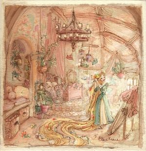 RAPUNZEL IN HER BEDROOM // VISUAL DEVELOPMENT FOR TANGLED Disney Concept Art, Claire Keane, Tangled Concept Art, Flower Power Art, Tangled 2010, Animation Disney, 동화 삽화, Illustration Noel, Art Disney