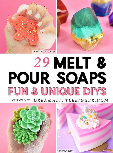 Check out these gorgeous, unique and colorful melt and pour soaps that even a beginner can make with these 29 easy to follow tutorials! Creative Melt And Pour Soap Ideas, Creative Soap Ideas, Cool Soap Ideas, Fun Soap Ideas, Melt Pour Soap Ideas, Unique Soap Ideas, Cute Soap Ideas, Handmade Soap Ideas, Melt And Pour Soap Ideas Design
