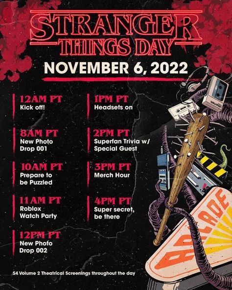 Stranger Things Day, Photo Drop, Super Secret, Stranger Things Netflix, Watch Party, Special Guest, Trivia, Stranger Things, Comic Book Cover