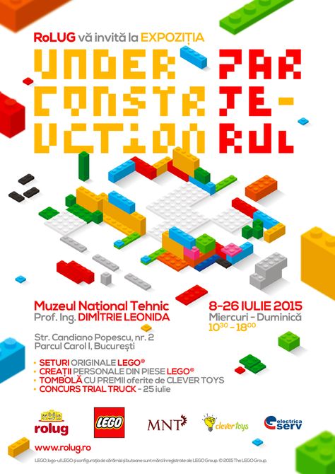 Poster design for lego exposition under construction Lego Design Poster, Construction Design Poster, Lego Design Graphic, Lego Poster Design, Lego Logo Design, Construction Poster Design, Construction Poster, Lego Magazine, Lego Poster