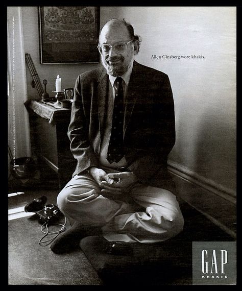 Alan Ginsberg wore khakis. (Gap ad, 1993) Trips Abroad, Essayist, Mismatched Suit, Gap Ads, Allen Ginsberg, Workwear Style, Conan O Brien, Beat Generation, Handsome Older Men