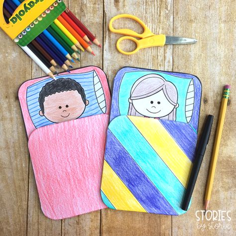 This camping craft can be paired with your favorite camping books for kids! The sleeping bag opens to reveal student writing. Camper Crafts For Kids, Sleeping Bag Craft, Camp Crafts For Kids, Camping Crafts Preschool, Camping Theme Crafts, Camping Week, Campfire Craft, Tent Craft, Camping Craft