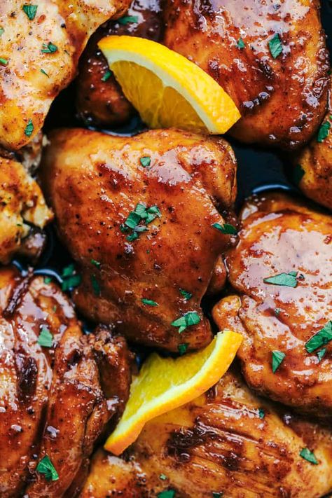 Honey Baked Chicken Recipes, Orange Chicken Marinade, Orange Glazed Chicken, Honey Baked Chicken, Baked Orange Chicken, Honey Glazed Chicken, Orange Baking, Healthy Honey, Ground Chicken Recipes