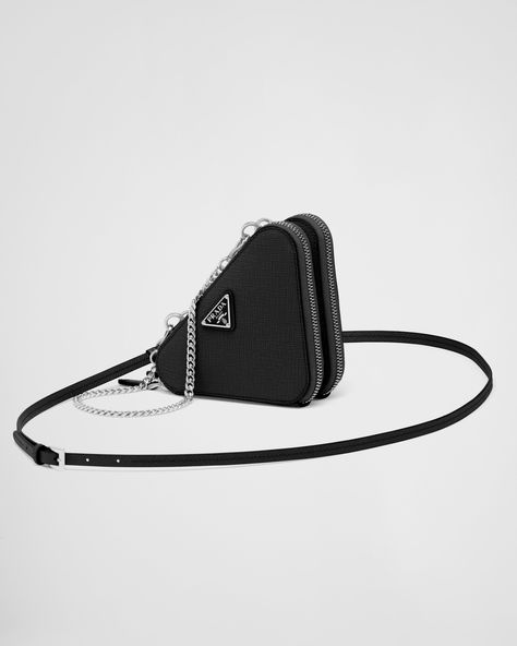 Prada Triangle Bag, Triangle Purse, Sling Bags Women, Prada Triangle, Prada Mini, Triangle Bag, White Crossbody Bag, Mini Pouch, Prada Saffiano