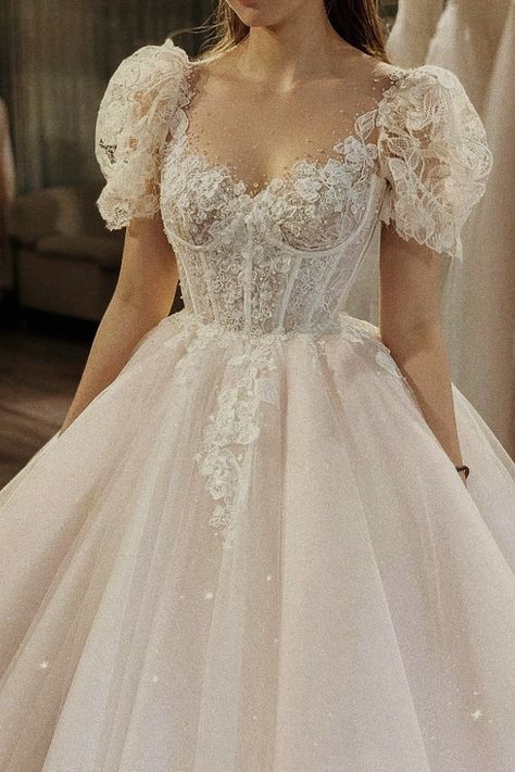 Pride And Prejudice Wedding Dresses, Wedding Dress With Wide Sleeves, Aesthetic White Wedding Dress, Wedding Dresses Shoulder Cover, Bride Dress Aesthetic Fairy, Aesthetic Wedding Dresses Vintage, Sparkly Puffy Wedding Dress, Fairy Wedding Dress Aesthetic, White Fairy Wedding Dress