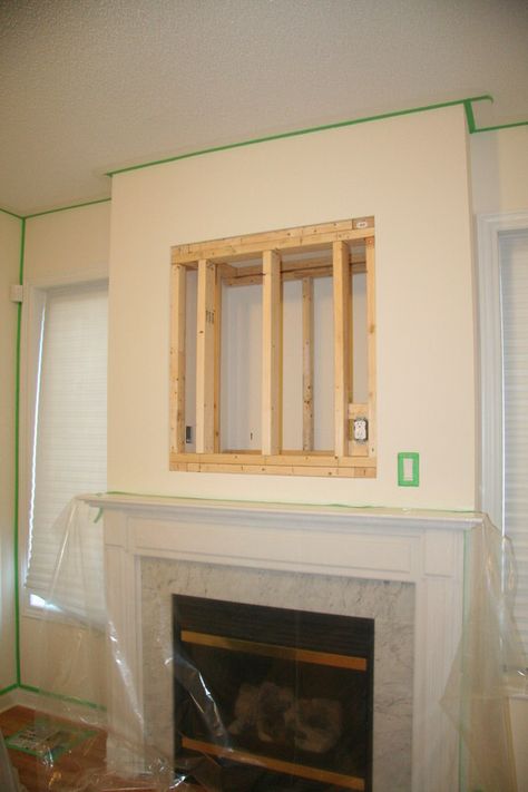 Edited: Not to be confused with the new posts, this DIY project was done in our old house many years ago back in 2006. ... How To Cover Tv Hole Above Fireplace, Cover Tv Hole Over Fireplace, Tv Insert Over Fireplace, Covering Tv Hole Above Fireplace, Cover Tv Hole Above Fireplace, How To Install Tv Over Fireplace, Fill In Tv Nook Above Fireplace, Tv Niche Above Fireplace, Tv Niche Makeover