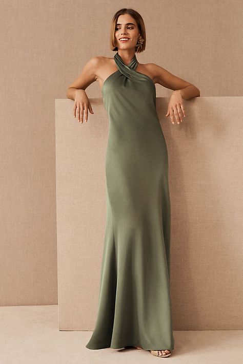 Bhldn Bridesmaid Dresses, Spring Bridesmaid Dresses, Bhldn Bridesmaid, Charmeuse Dress, Green Bridesmaid, Green Bridesmaid Dresses, Satin Gown, Wedding Attire, Guest Dresses