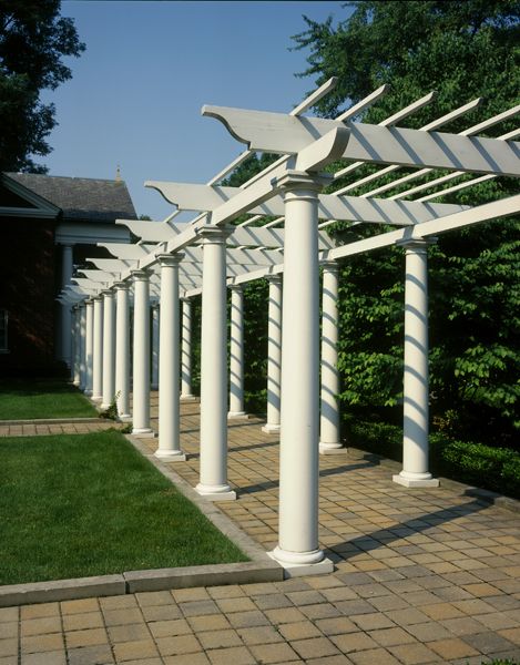 Fiberglass Columns, Commercial Exterior, Wood Pergola, Garden Arbor, التصميم الخارجي للمنزل, Shutters Exterior, Classic Outdoor, Outside Living, Episcopal Church