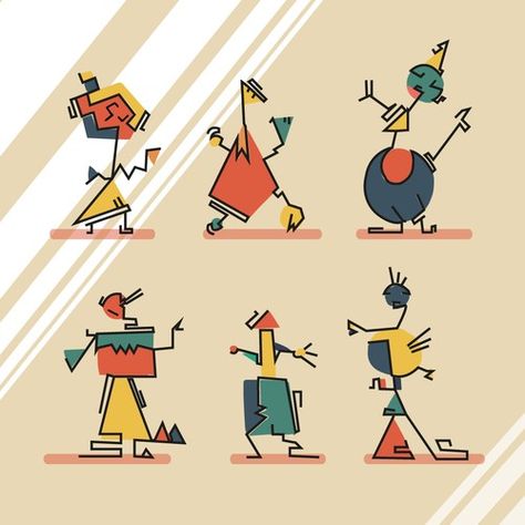 Abstract character illustrations by boblina. #people #art #modernist Abstract Art Character, Abstract Character Illustration, Abstract Character Design, Geometric Character Design, Geometric Character, Geometric People, Ballet Illustration, Personal Branding Design, Abstract People