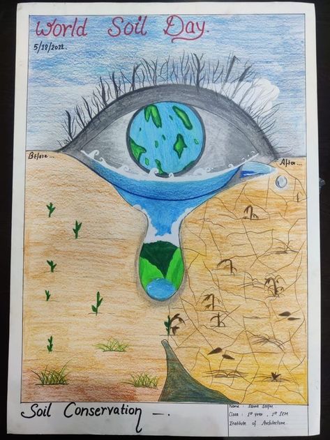 Soil Conservation Drawings, Conservation Of Water Poster, World Soil Day Poster, Soil Conservation Poster, Save Soil Drawing, Soil Conservation Poster Ideas, Save Soil Posters, Soil Day Poster, Poster Making Topics