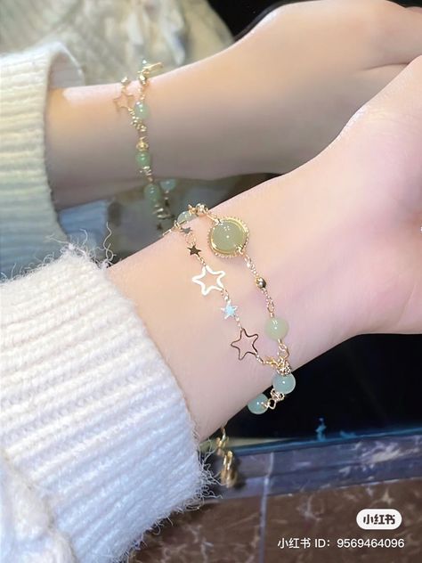 Korean Bracelet Aesthetic, Cute Korean Accessories, Korean Necklace Aesthetic, Korean Accessories Aesthetic, Korean Bracelet, Cincin Diy, Stylish Jewelry Accessories, Ethereal Jewelry, Gelang Manik-manik