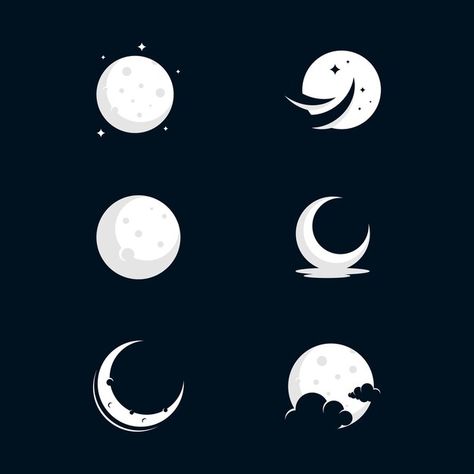 Moon vector icon design illustration tem... | Premium Vector #Freepik #vector #background #gold #abstract #card Moon Illustration Vector, Moon Iconography, New Moon Illustration, Cute Moon Illustration, Moon Illustration Art, Moon Design Art, Moon Graphic Design, Moon Vector Illustration, Moon Logo Design