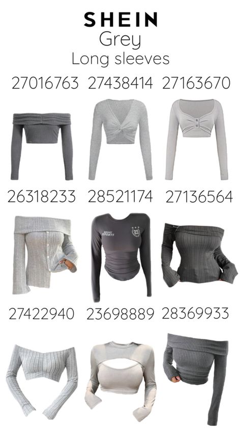 #grey #shein #sheinclothes #sheincodes #clothes #codes Shein Tops Summer, Roblox Codes Clothes, Clothes Tomboy, Roblox Codes For Clothes, Shein Fits, Code Clothes, Outfit Inspo Casual, Shein Outfits, Diy Clothes Life Hacks