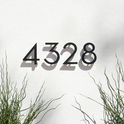 51 House Numbers for Fabulously Functional Curb Appeal Traditional House Numbers, Rustic House Numbers, Floating House Numbers, Large House Numbers, Contemporary House Numbers, German Schmear, Number Ideas, Modern House Numbers, House Letters