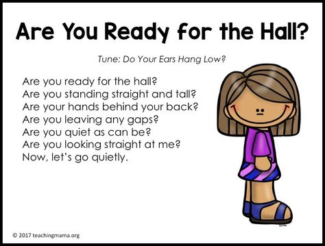 Are You Ready for the Hall? Kindergarten Chants, Classroom Chants, Line Up Songs, Transition Songs For Preschool, Line Up Chants, Preschool Transitions, Transition Songs, Circle Time Songs, Teaching Mama