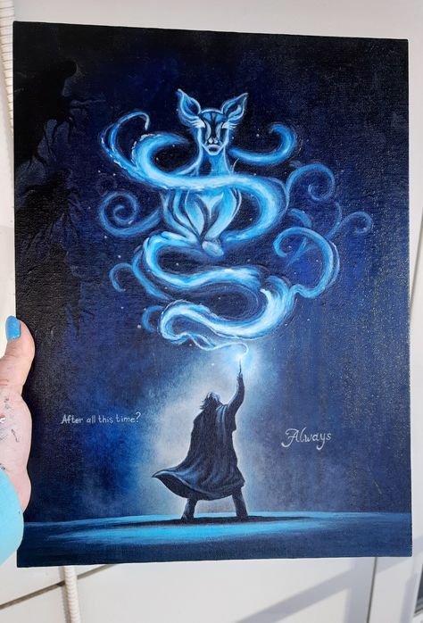 Mini Canvas Harry Potter, Harry Potter Always Art, Snape Patronus Art, Severus Snape Painting, After All This Time Always Art, After All This Time? Always, Harry Potter Painting Ideas On Canvas Easy, Dumbledore Painting, Harry Potter Aesthetic Painting