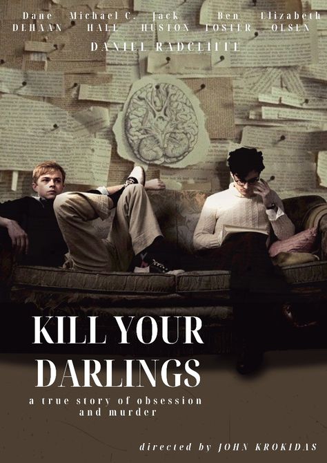 Film Poster Design Vintage, Kill Your Darlings Poster, Indie Film Poster, The Words Film, Dark Academia Movies, Movie Film Poster, Movie Poster Vintage, Kill Your Darlings, Vintage Movie Posters