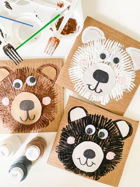 10 EASY Bear Crafts for Kids - ABCDee Learning Bear Crafts For Kids, Bear Crafts Preschool, Bears Preschool, September Crafts, Teddy Bear Crafts, Polar Bear Craft, Toddler Arts And Crafts, Bear Crafts, Animal Crafts For Kids