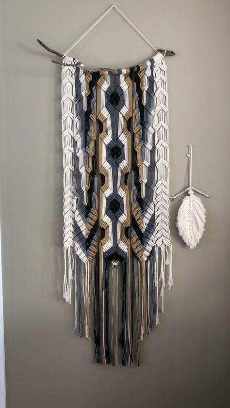 Etsy Macrame Wall Hangings, Masculine Macrame, Colorful Macrame Wall Hangings, Macrame Colorful, Long Macrame Wall Hanging, Macrame Black, Macrame Wall Hanging Ideas, Color Macrame, Driftwood Macrame