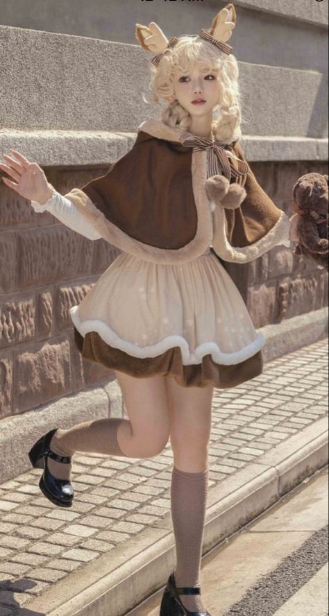 Reindeer Inspired Outfit, Devilinspired Outfit, Deer Inspired Outfit, Christmas Cosplay Ideas, Reindeer Outfit Women, Reno Outfits, Woman Christmas Outfit, Fancy Christmas Outfits, Reindeer Costume Women