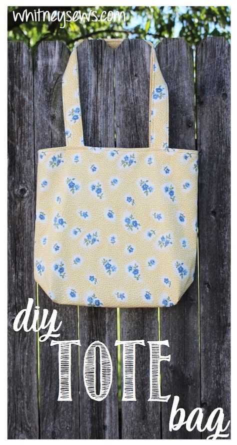 EASY Lined Tote Bag - Whitney Sews Patchwork, Tela, Beginner Sewing Projects Easy Bag, Simple Tote Bag Pattern Free, Simple Tote Bag Design, Easy Tote Bag Pattern Free, Large Tote Bag Pattern, Diy Tote Bag Tutorial, Tote Bag Pattern Free