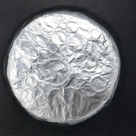 Elisa Allen on Instagram: “We have continued with our tin foil art and made the moon #tinfoil #kidsart #kidscrafts #kidscrafts101 #stencil #crafts #spacecrafts #moon” Foil Moon Craft, Moon And Space, Tin Foil Art, Moon Craft, Steam Kids, Moon Projects, Apollo 11 Moon Landing, Moon Crafts, Space Activities