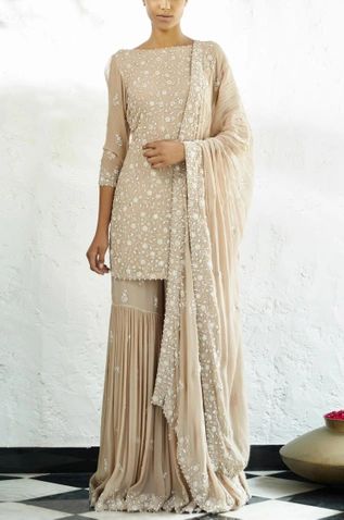 Embroidered Kurta Sharara Set Sharara Designs, Kurta Sharara Set, Kurta Sharara, Anita Dongre, Lehenga Online, Sharara Suit, Ethnic Wear Designer, Maxi Dress Wedding, Sharara Set