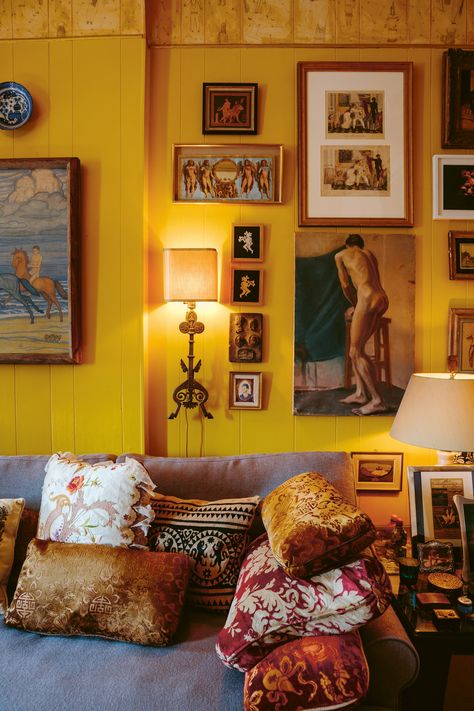 The Brooklyn apartment of designer Sean McNanney and artist Sinan Tuncay is filled with an eclectic collection of curiosities from around the world | House & Garden Industrial Chic Office, Walk Up Apartment, Home Decor Cheap, Chic Office Decor, Nyc Interior Design, Bedroom Drawing, Office Decor Ideas, Low Bookcase, Brooklyn Apartment