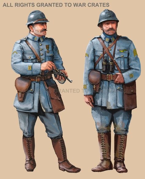 ArtStation - WW1 French Infantry French Uniform, Military Suit, Ww1 Art, Ww1 History, Ww1 Soldiers, Ww2 Uniforms, French Army, Military Forces, Team Fortress