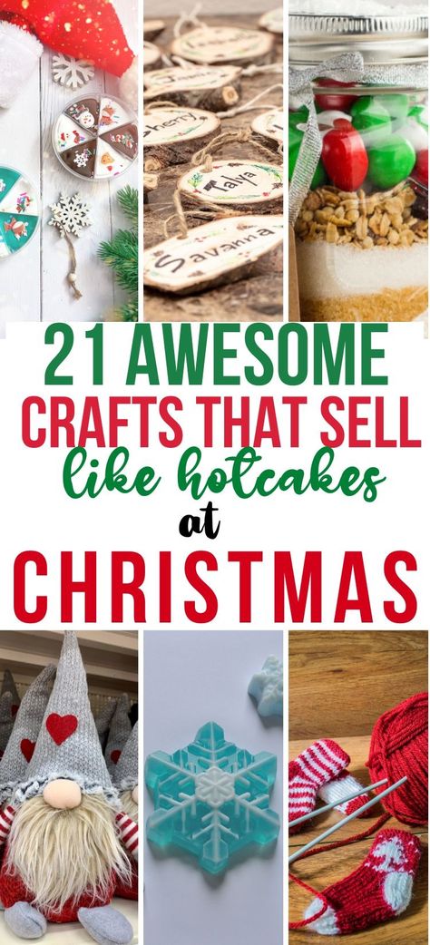 Are you looking for a way to make money for the holidays? You'll love these ideas for the best things to make and sell at Christmas. Make money with these amazing crafts that sell great at your school market or church Christmas bazaar. Natal, Christmas Ideas For Selling, Profitable Christmas Crafts, Christmas Craft Fundraiser Ideas, Christmas Boutique Crafts, Christmas Craft Show Best Sellers Easy Diy, Crafts For Christmas Bazaar, Things To Sell At Christmas Market, Diy Christmas Things To Sell