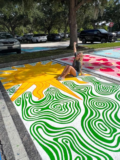 Artsy Senior Parking Spot, Kpop Senior Parking Spots, 2024 Senior Parking Spot, Painter Parking Spot, Sun Parking Spot Painting, Senior Parking Spot Aesthetic, Sun Senior Parking Spot, Best Senior Parking Spots, Senior Parking Spaces Aesthetic