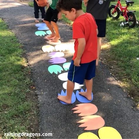 Monster Footprint Hop Gross Motor Kids Activity Monster Footprint, Raising Dragons, Oppgaver For Barn, Aktiviti Prasekolah, Permainan Kerjasama Tim, Gross Motor Activity, Homeschool Activities, Kids Party Games, Gross Motor