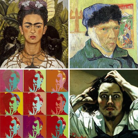 Famous Self-Portraits Iconic Artists Painting Famous Artists, Famous Portrait Paintings, Famous Self Portraits, Self Portrait Artists, Self Portrait Drawing, Iconic Artists, Artist Portraits, Celebrity Art Portraits, Painting Famous