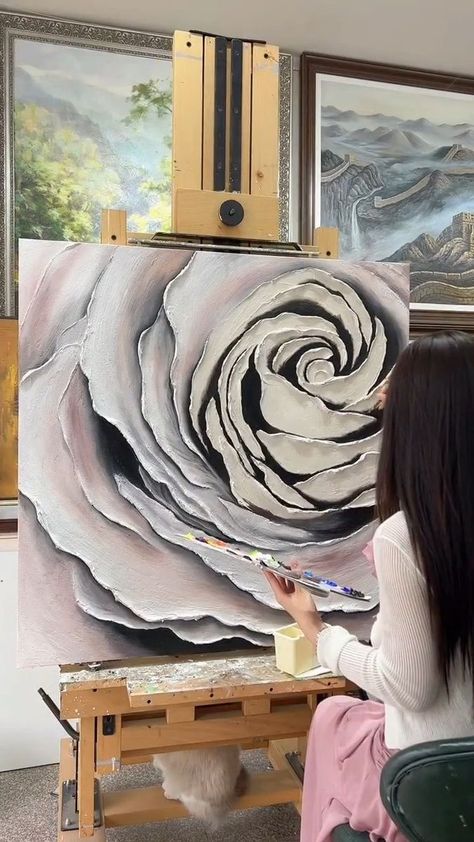 Abstract Textured Canvas Art, Latest Art Ideas, Acrylic Abstract Flower Painting, Rose Texture Painting, Canvas Painting Flowers Acrylics, Texture Wall Art Canvas, Textured Rose Painting, Texture Flower Art, Easy Paintings On Canvas Ideas