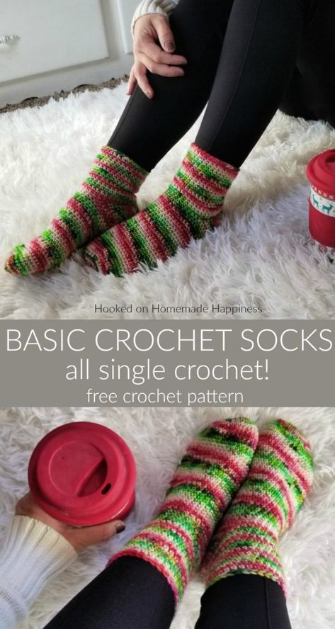 Crocet Gifts, Crochet Socks Free Pattern Worsted, Crochet Thick Socks, Crochet Socks Pattern Easy, Crochet Socks Worsted Weight Yarn, Crocheting Socks Beginner, Easy Crochet Christmas Gifts Free, Crochet Socks Easy Free Pattern, Crochet Socks Beginner