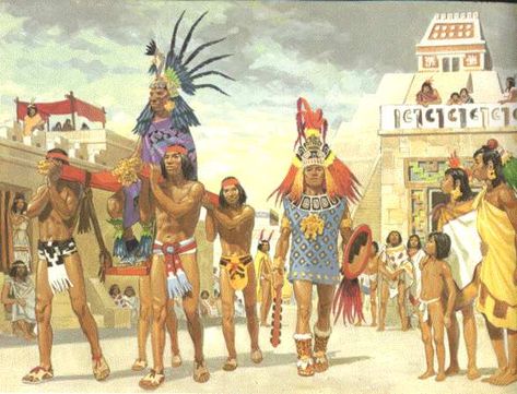 The Aztecs.. An  amazing   civilization  that once thrived near the modern day mexico... It is interesting to know that the Aztecs had no working animals such as the horse! Their only domesticated animals were dogs, ducks, geese, quails and turkeys. Aztec people never used beast of burden. Agricultural works and land transportation depended mainly on human power (mostly slaves).So yeah basically they were a  STONE  AGE  civilization. Aztec Emperor, Aztec History, Aztec Clothing, Aztec Civilization, Aztec Empire, Ancient Aztecs, Aztec Culture, Aztec Warrior, Aztec Art